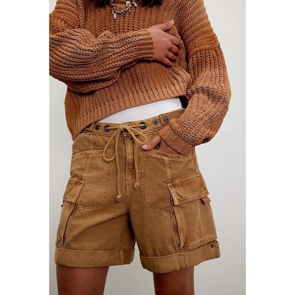 Free People Frankie Washed Shorts Low-Waisted Cargo Lightweight Casual M 284069 - Picture 3 of 11